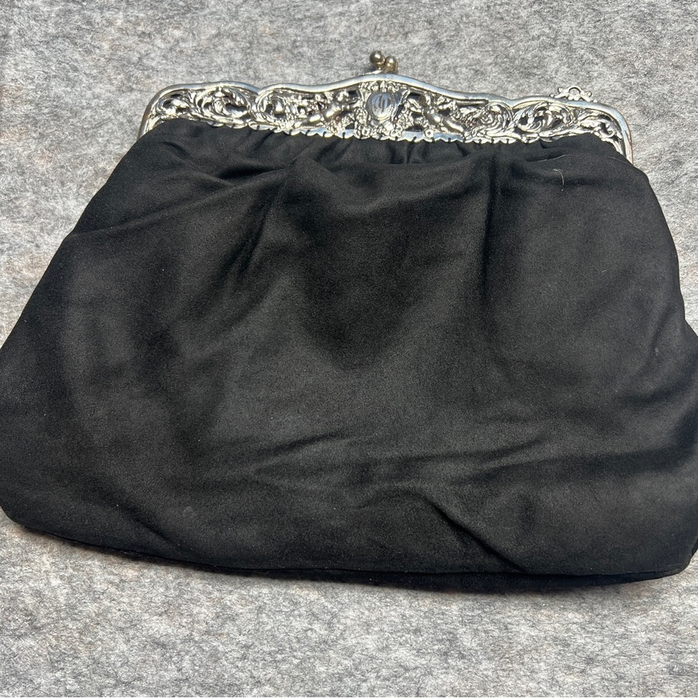 Elegant Black Clutch with Silver Accents